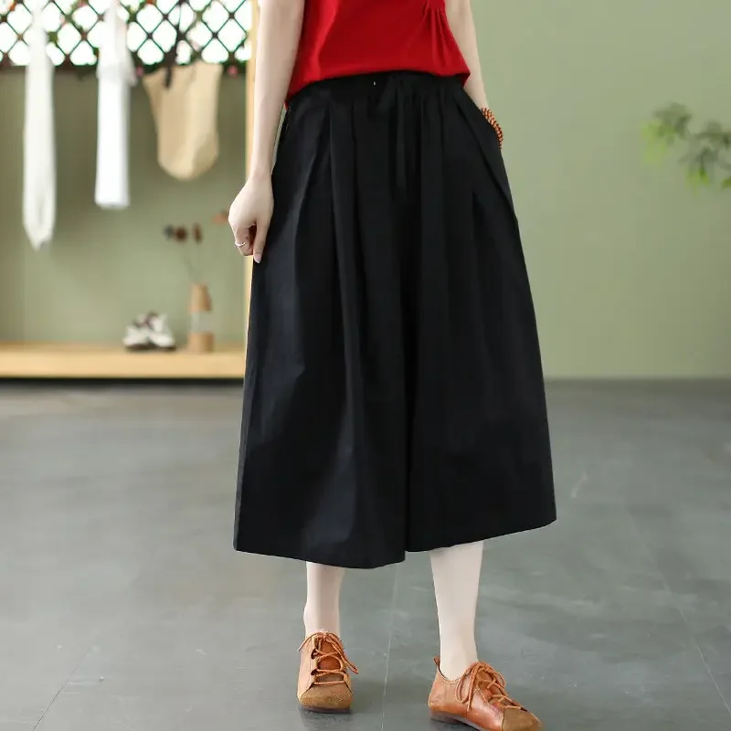 Short Pants Woman Cotton Culotte Shorts for Women Wide Skirt Comfy Outfits Flowy Harajuku Fashion To Wear Summer Wholesale Jorts - Image 5