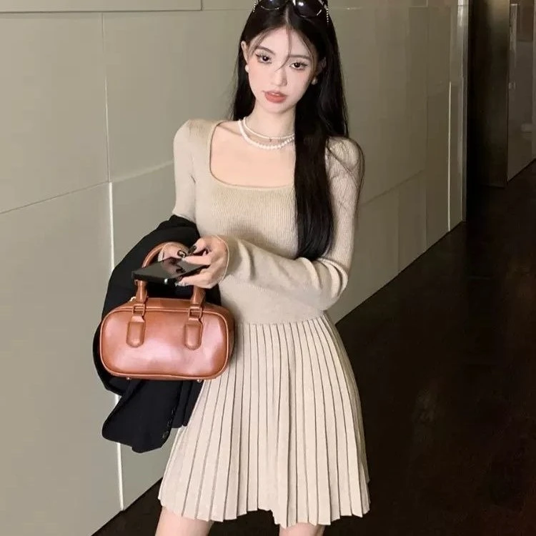 Bodycon Woman Knitted Dress New In Casual Retro Deals Korean Harajuku Comfortable Essential Pleated Crochet Dresses For Women - Image 8
