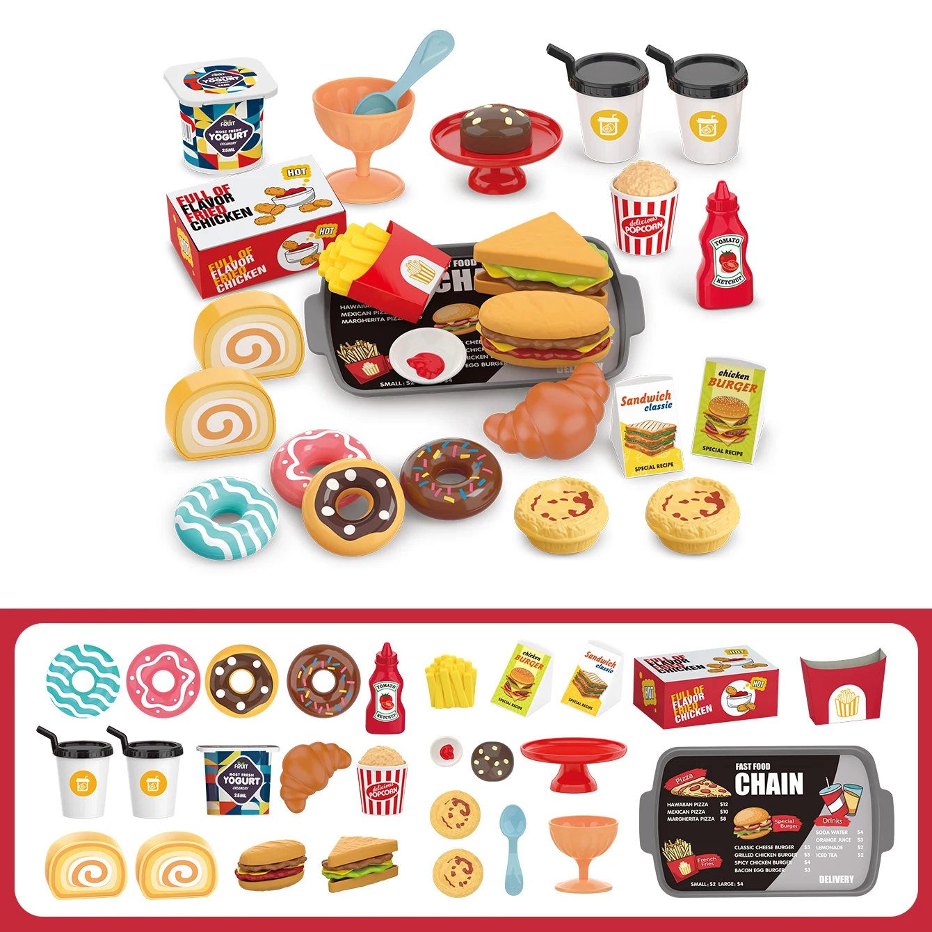 Children's toys: Pretend play, barbecue, fast food, pizza, sushi, afternoon tea, desserts, kitchen food, toy sets - Image 9