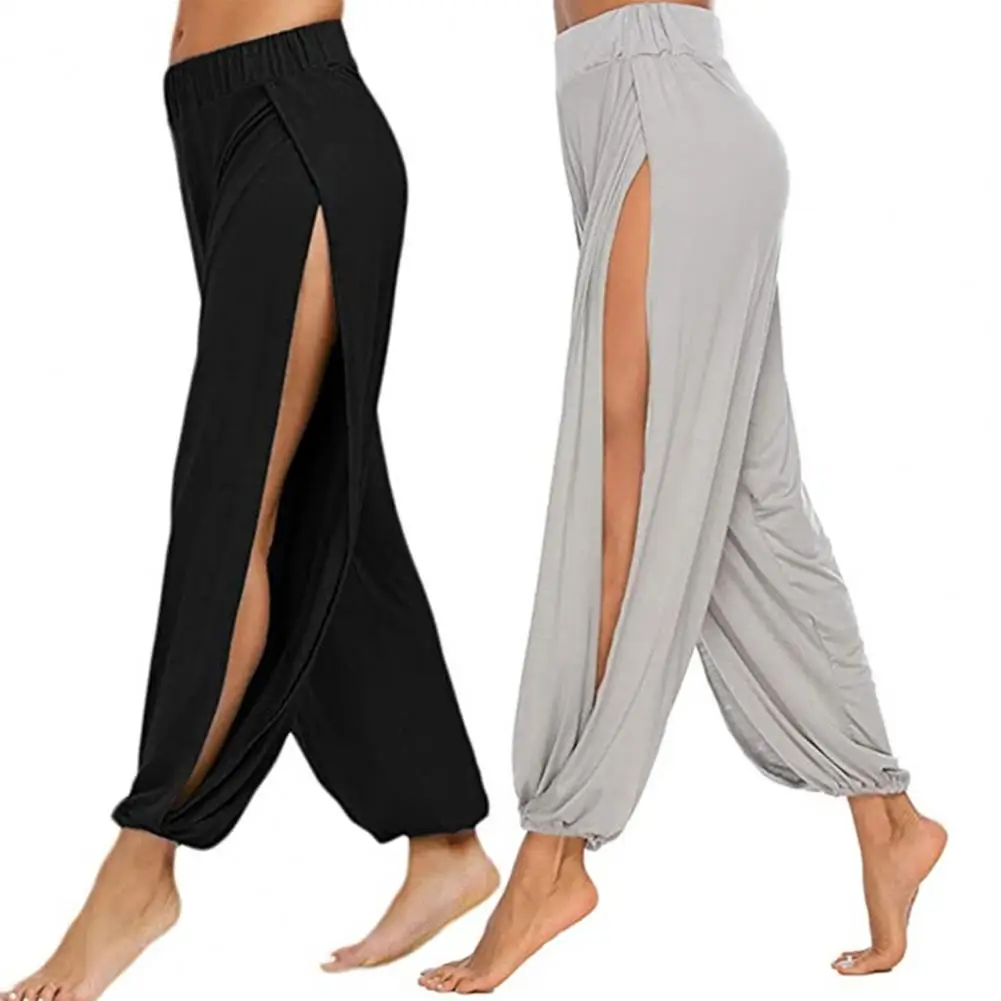 Women Harem Pants High Waist Side Slit Design Wide Leg Trousers Soft And Comfortable Harem Pants Hip Hop Style Yoga Pants 80% - Image 2