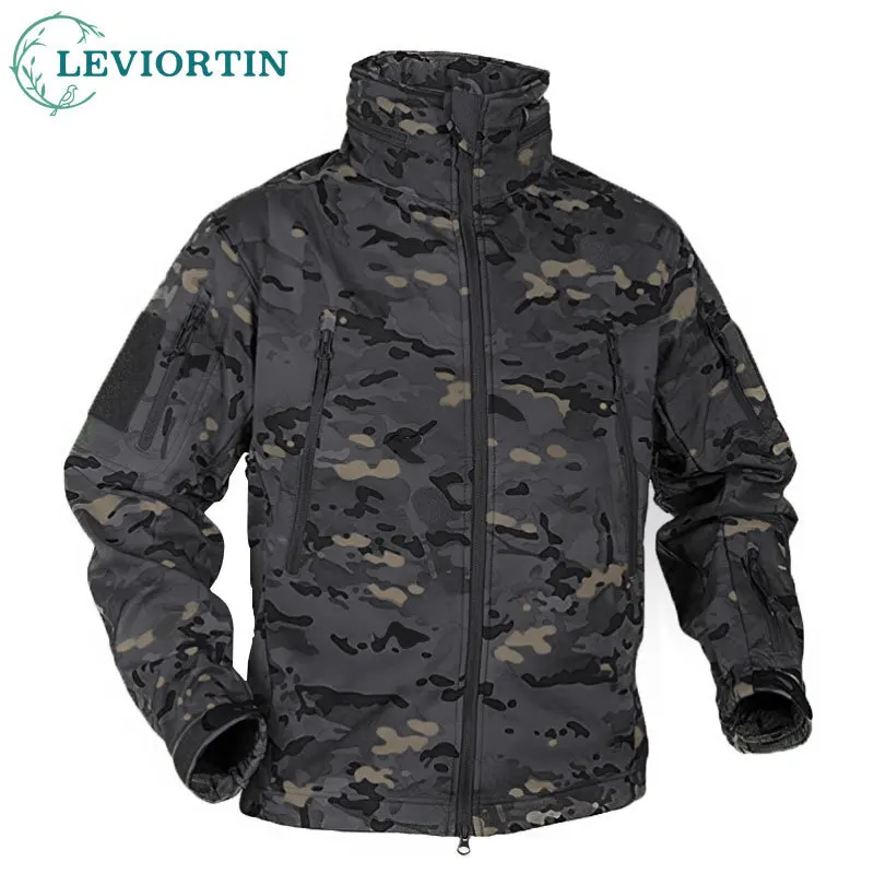 Fall Winter Fleece Jacket for Men Soft shell Tactical Waterproof Army Camouflage Coat Airsoft Clothing Multicam Windbreakers - Image 2