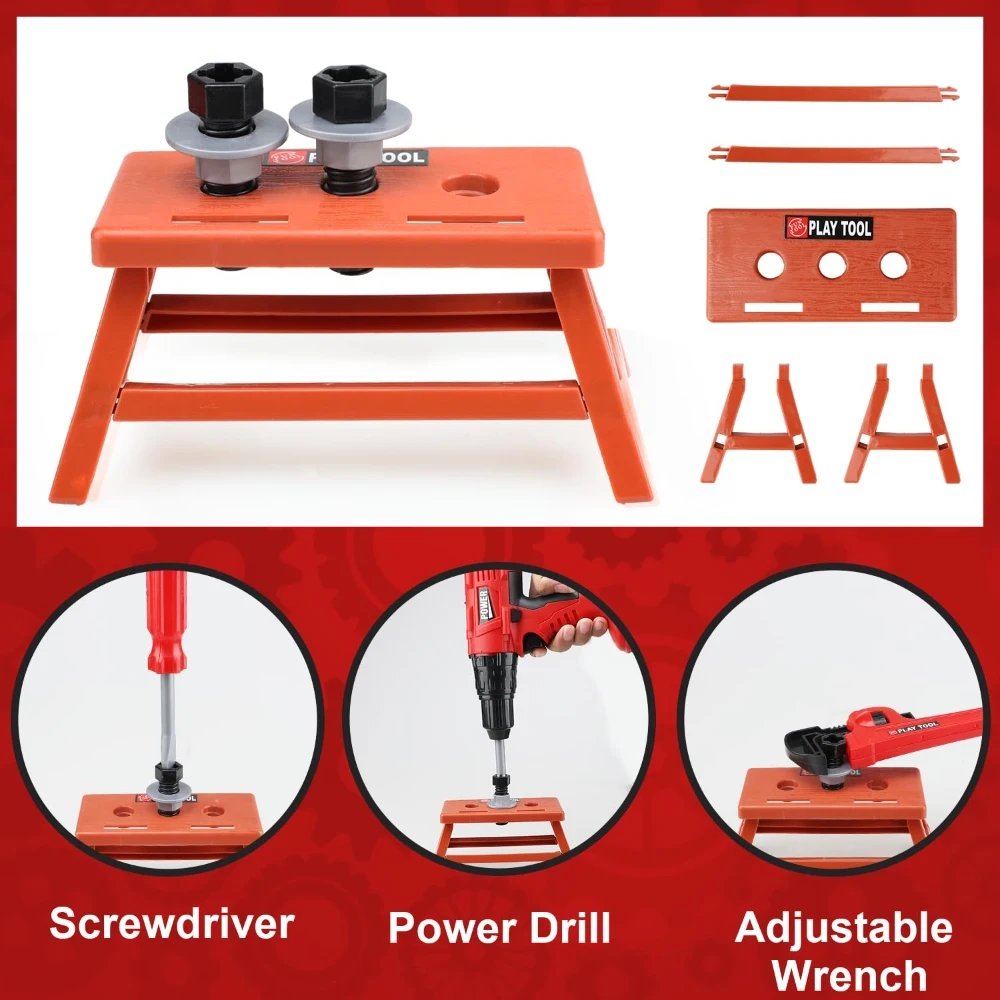 Children's Tool Set with Electric Toy Drill Kids Power Construction Toy Pretend Play Toy Tools Kit for Toddler Boys Girls Child - Image 3