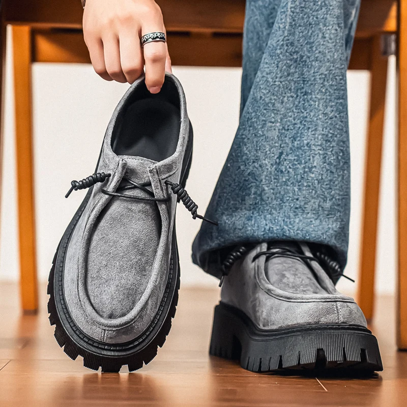 Men's Shoes 2025 Autumn New Style High-heel Thick-soled Loafers, Durable and Retro Casual Shoes, Everyday Street Trend Sneakers - Image 2