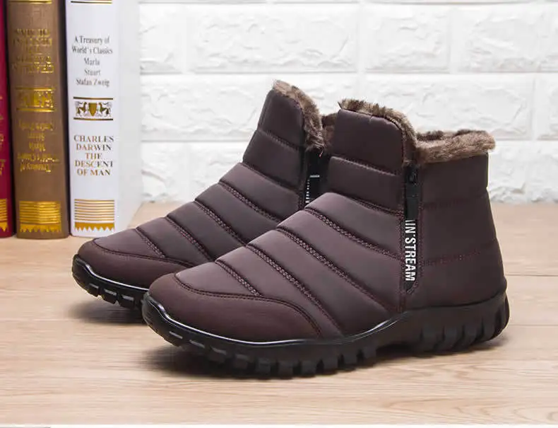 Winter shoes Men's sneakers Warm Cotton Zipper Snow Ankle Boots, Autumncasual shoes Waterproof Snow Boots free shiping shoe - Image 9