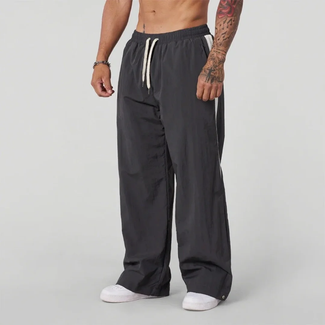 2025 Autumn New Track Pants Men's Loose Casual Pants Wide Leg Trendy Sports Splicing Breathable Pants American Sports Pants - Image 3