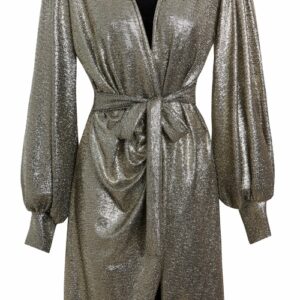 Long Sleeve Sequin Wrap Dress