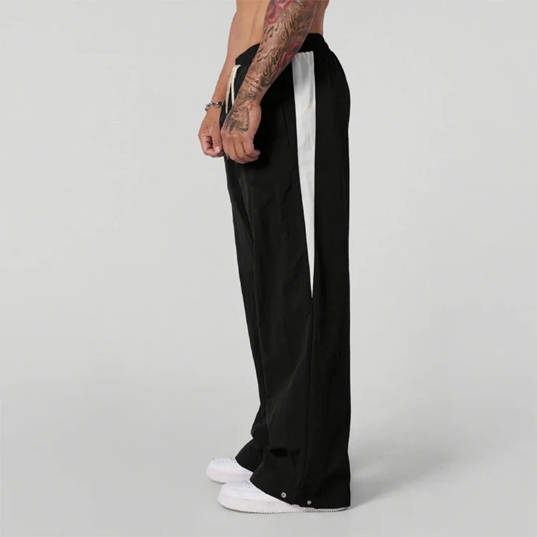 2025 Autumn New Track Pants Men's Loose Casual Pants Wide Leg Trendy Sports Splicing Breathable Pants American Sports Pants - Image 5