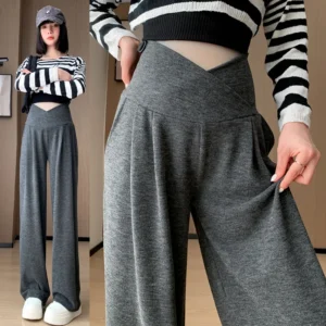 New Maternity Pants Spring Autumn Casual Comfortable Straight-leg Pants Maternity Wear Wide-leg Low-rise Pants