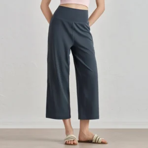 Capri Pants for Women Wide Leg Yoga Cropped Pants Tummy Control High Waist in Flare Crop Buttery Soft Loose Casual Summer Pants