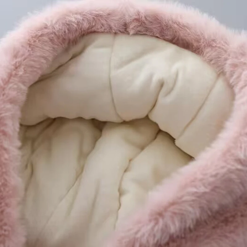 Winter Girls Coat Super Warm Mink Fur Padded Thickened Long Sleeve Hooded Coats Baby Kids Children Jacket Plush Outerwear - Image 5