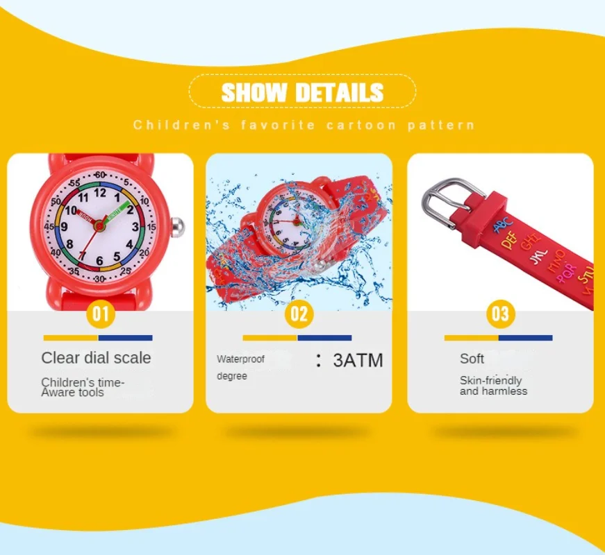 Kids Watches 3D Cute Cartoon Waterproof Silicone Children Toddler Wrist Watch for 3-10 Year Girls Boys Little Child Clock Gifts - Image 6