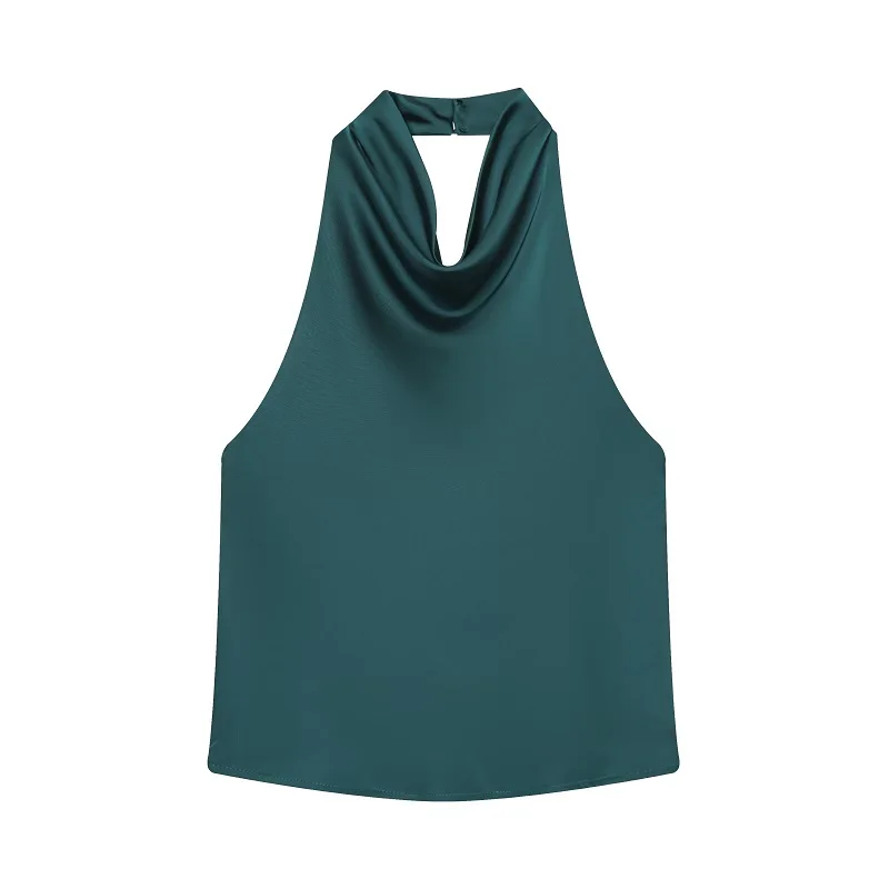 MUJER 2025 Halter Tops for Women Black Satin Backless Top Female Pink Summer Beach Top Woman off Shoulder Camisole Top Women - Image 9