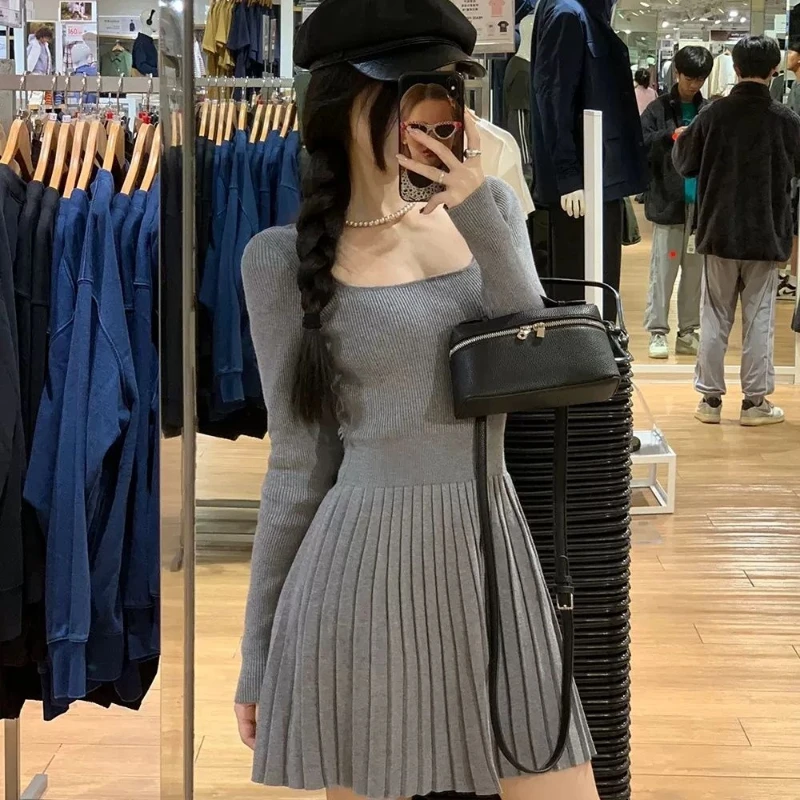 Bodycon Woman Knitted Dress New In Casual Retro Deals Korean Harajuku Comfortable Essential Pleated Crochet Dresses For Women - Image 4