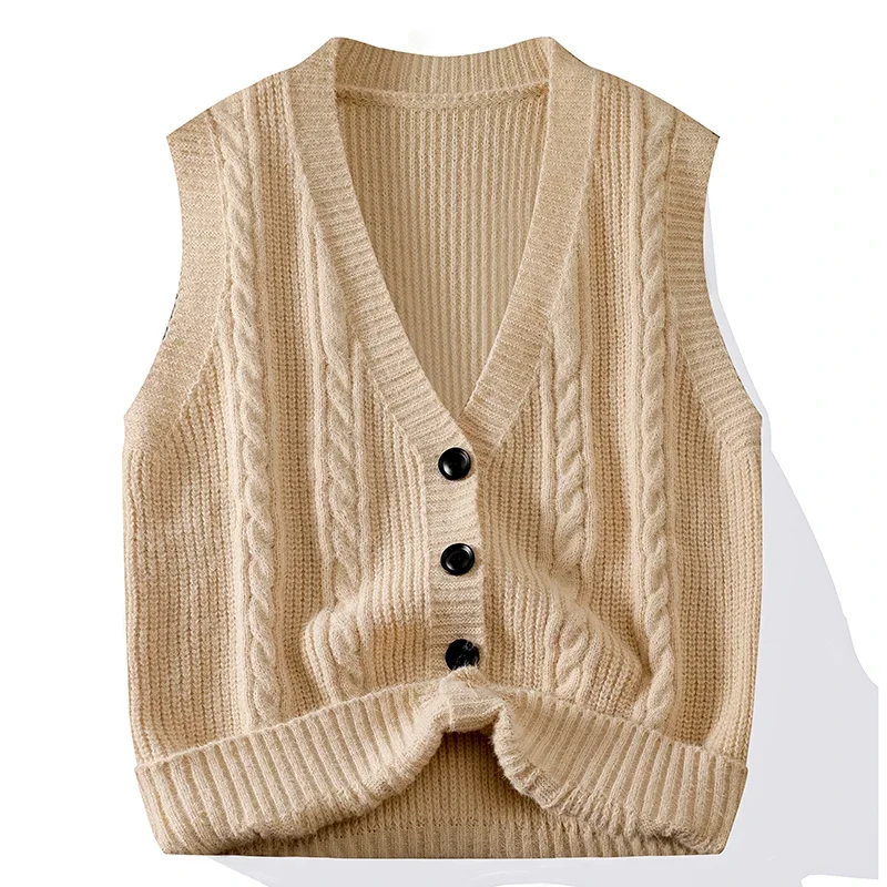 Cardigan Sweater for Men Autumn Winter Casual Knit Coat Loose Vest Sleeveless Vest for Men Sleeveless Cardigan Sweater Fashion - Image 10