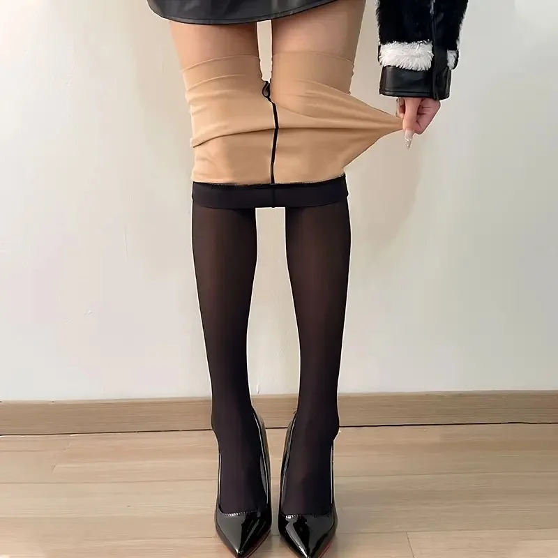 Women Thermal Leggings Winter Warm Sexy Elastic Translucent Pantyhose Female High Waist Slim Thicken Tight Pants - Image 4