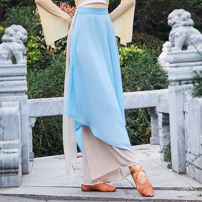 Women's Wide-Leg Pants Elegant Chiffon Culottes Classical Dance Practice Clothes Chinese Modern Dance Adult Blocking Dance Pants - Image 11