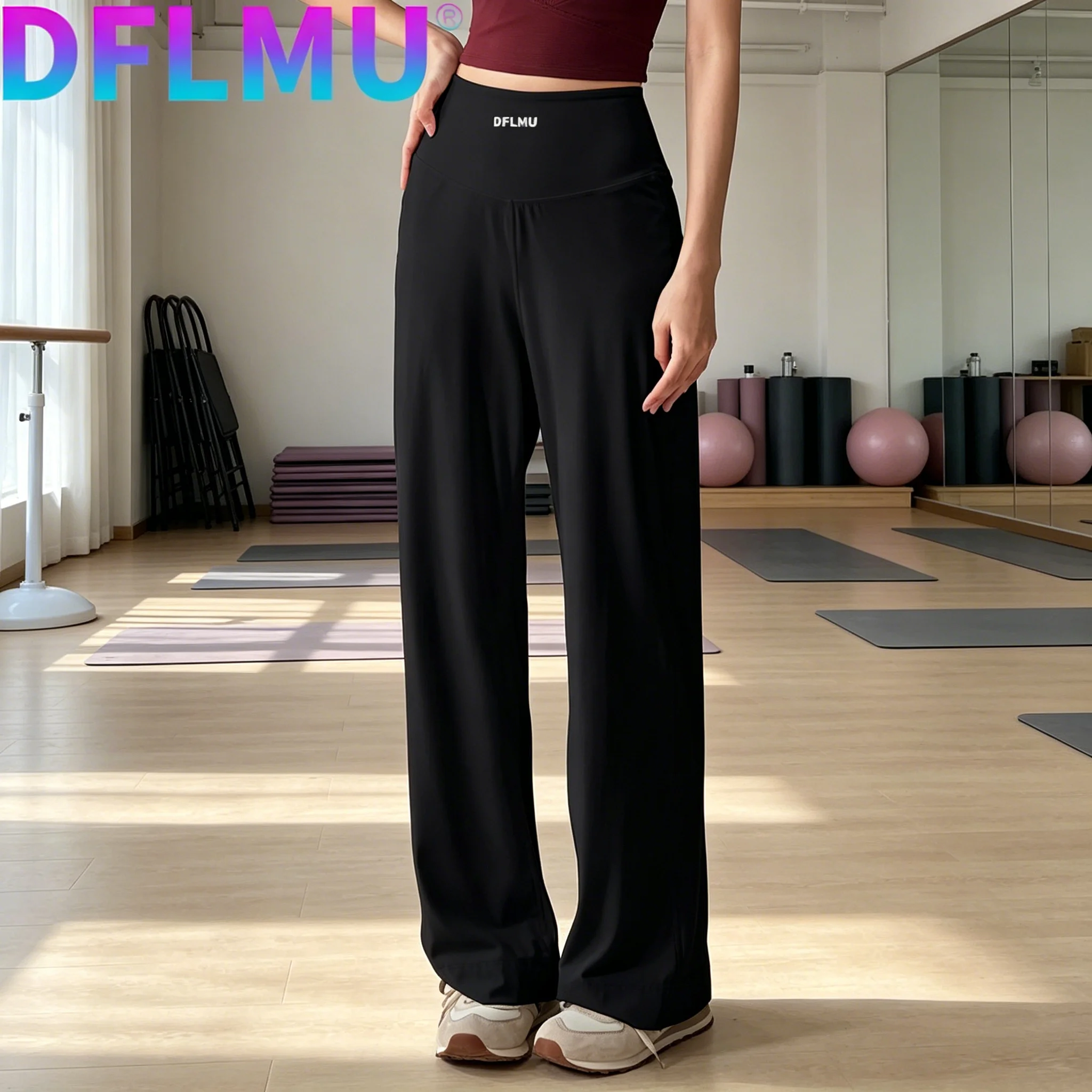 Women Pants Bottoms Breathable Gym Casual Sports Bell Leggings Female DFLMU Yoga Long pants Slim Yoga Pants High Waist Wide Leg