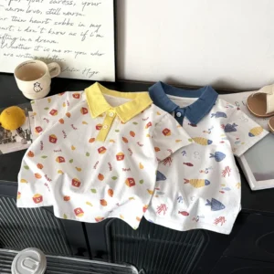 Boy Polo Shirts for Kids Girls Toddler Age 0 To 1 2 3 4 5 6 Years Cotton School Shirt Short Sleeves Car Casual Children Clothes