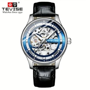 TEVISE Automatic Mechanical Watch for Men Waterproof Fashion Skeleton Casual Wristwatch Luminous Glow in Dark Gift for Men