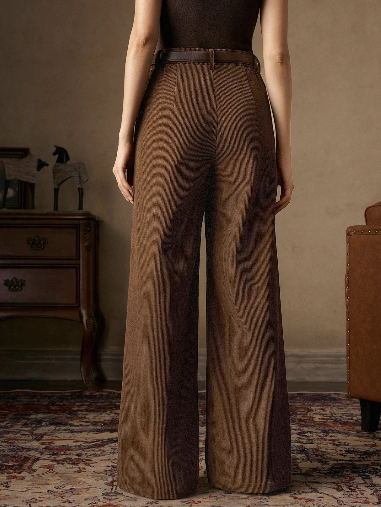 Women's Tailored Vacation Elegant Casual Fashion Outdoor Sports Corduroy All-Season Pants (No Belt) - Image 2