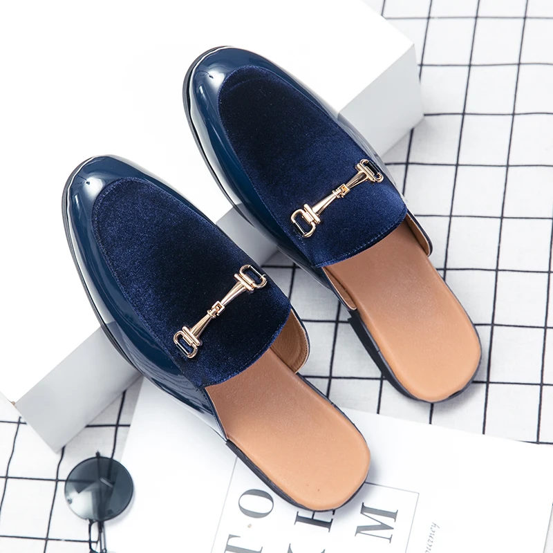 Leather Black Men’s Half Shoes for Men Party Shoes Casual Designer Shoes Fashion Loafers Luxury Black Slippers New Summer - Image 6