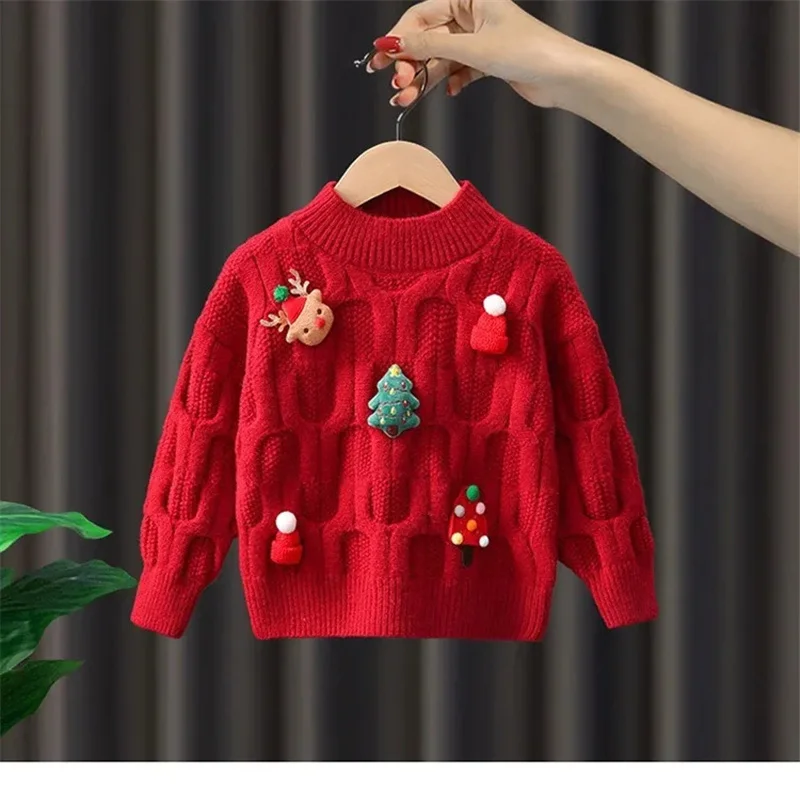 Winter Christmas Knitted Sweaters Boys Girls Warm Knitwear Children Fashion Pullover Versatile Xmas Print Outdoor Clothes - Image 2