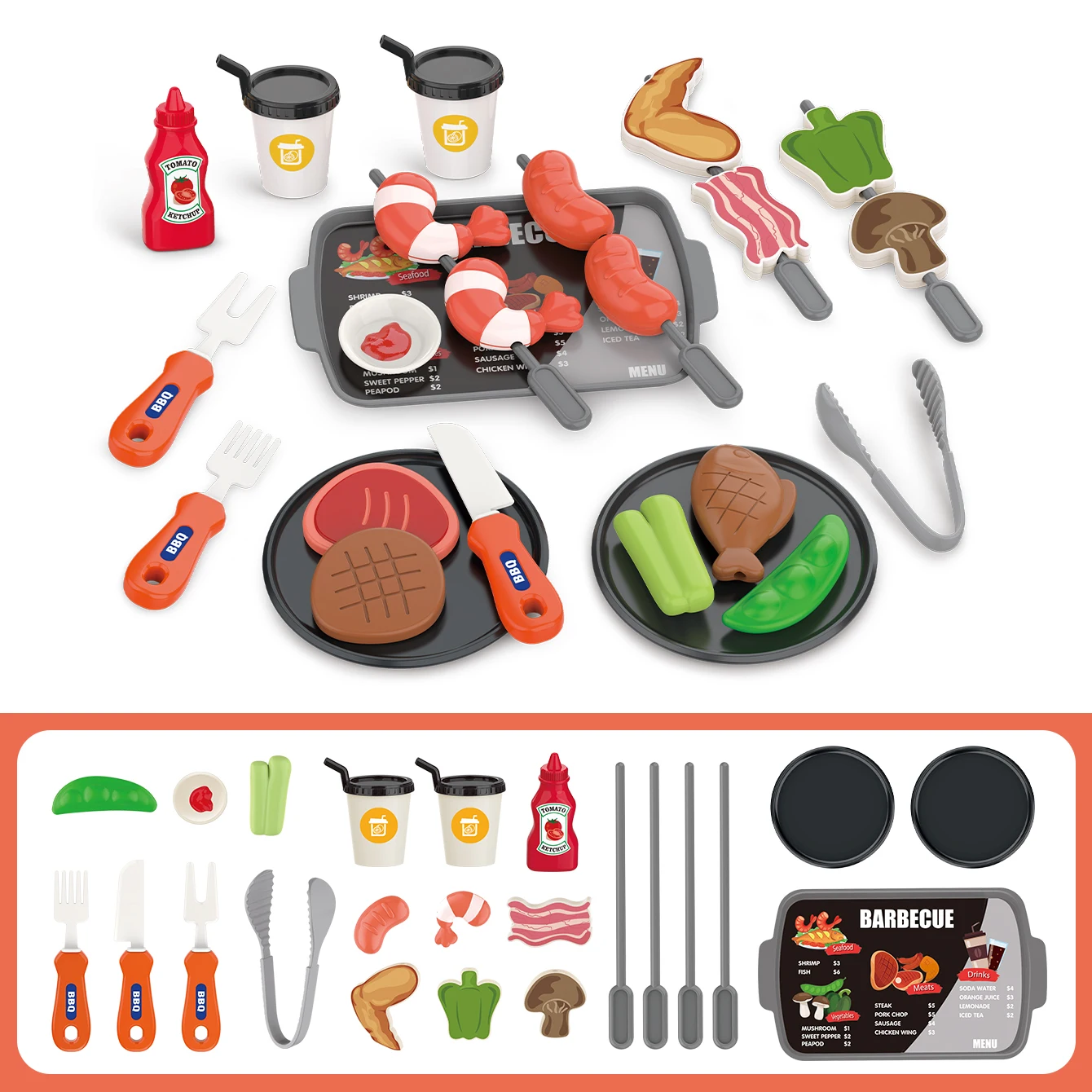 Children's toys: Pretend play, barbecue, fast food, pizza, sushi, afternoon tea, desserts, kitchen food, toy sets - Image 7