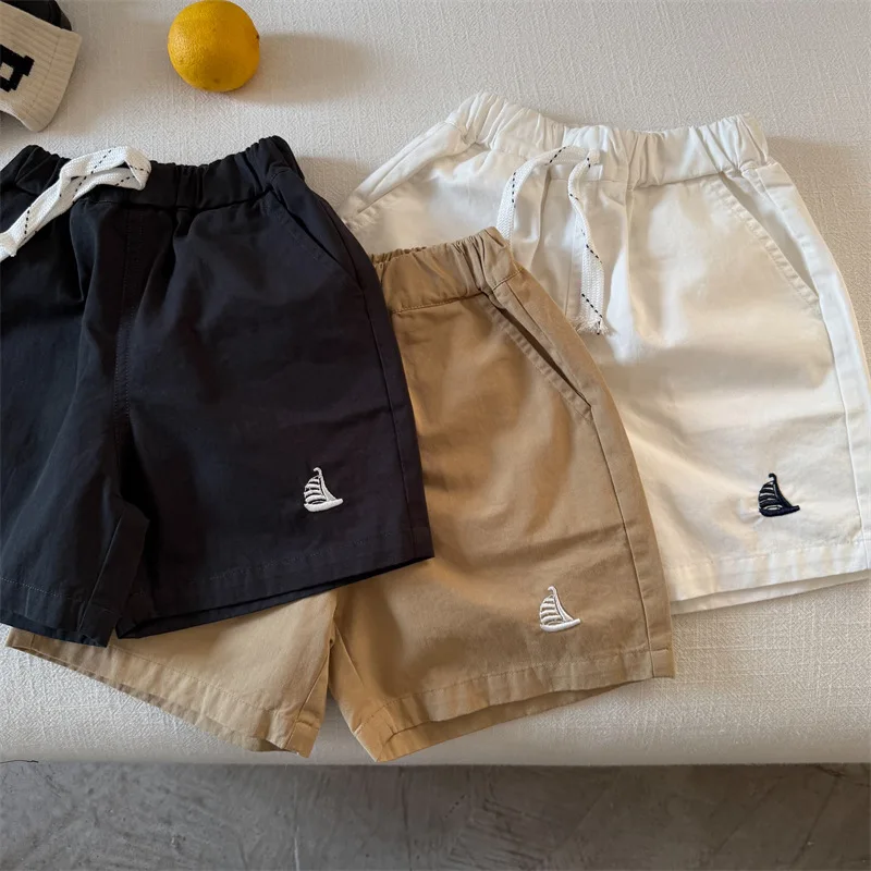 Children's Shorts Kids' Shorts Summer Solid Color Embroidered Shorts for Boys Girls Simple Cotton Pants for Babies Trendy Style - Image 3