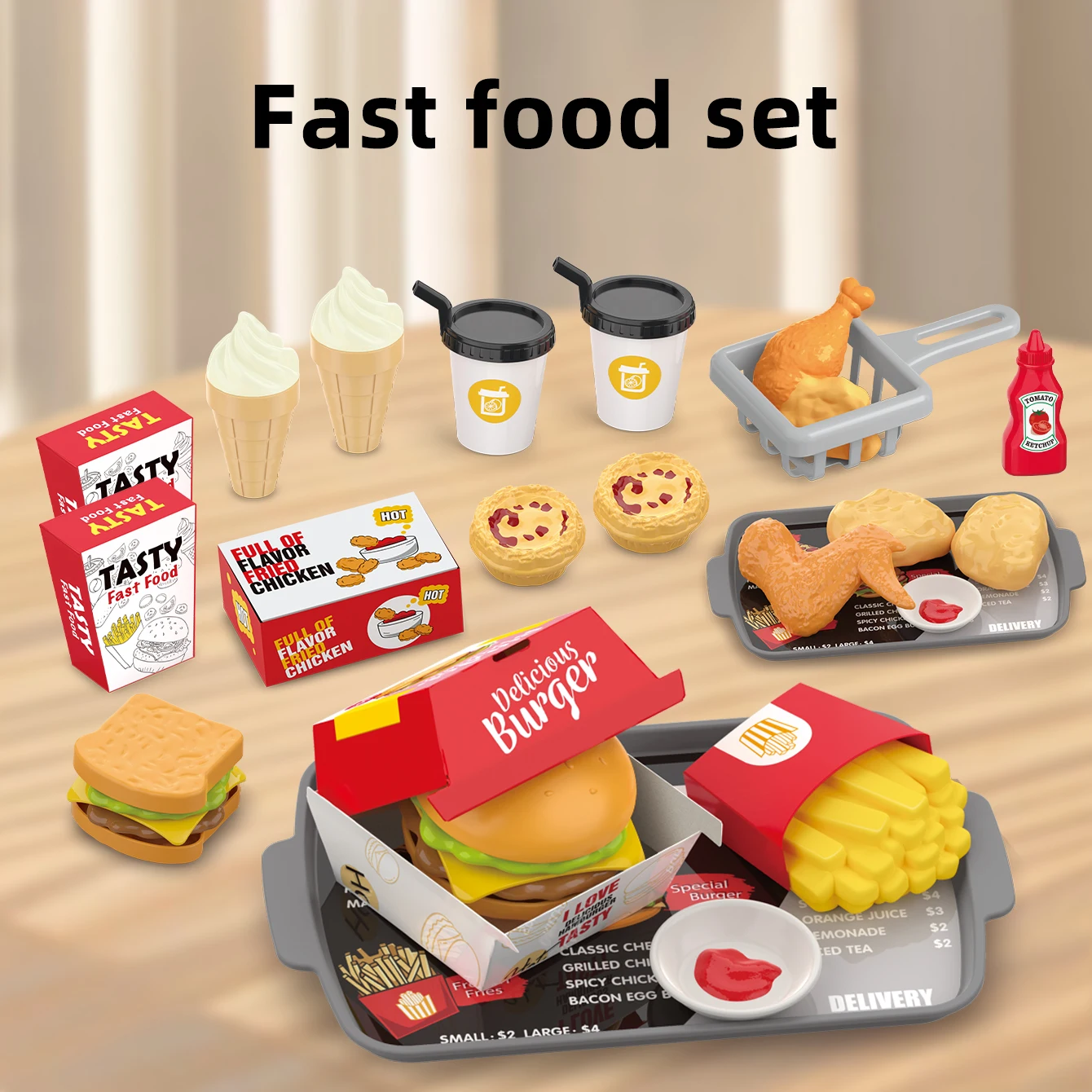 Children's toys: Pretend play, barbecue, fast food, pizza, sushi, afternoon tea, desserts, kitchen food, toy sets - Image 3