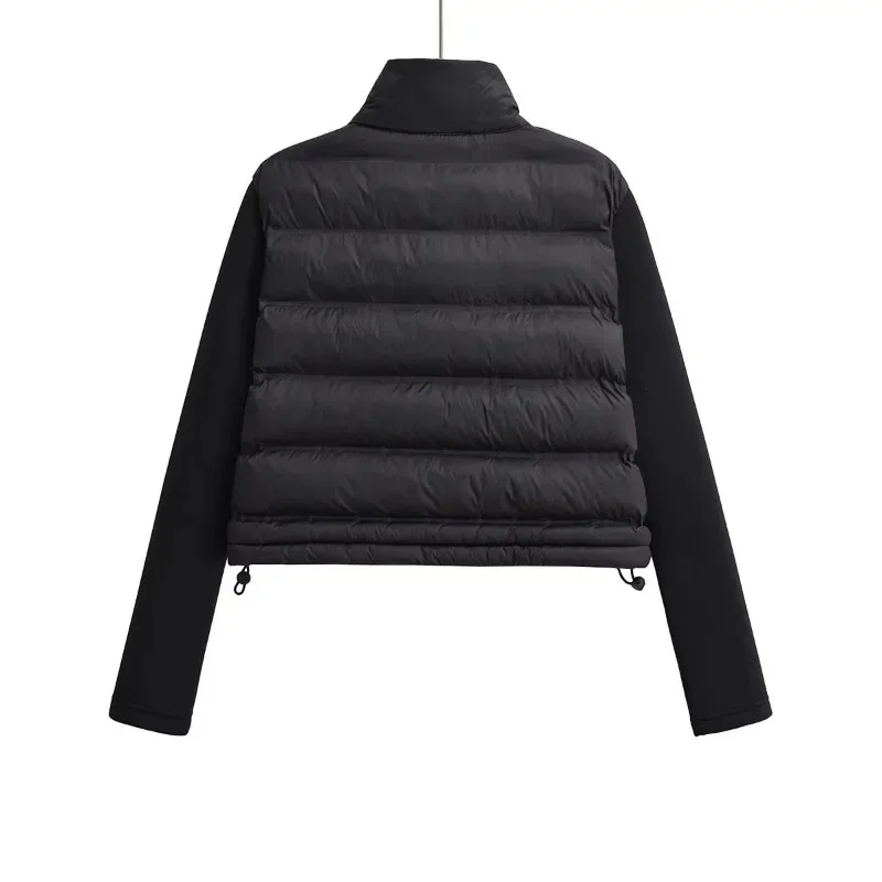 Winter Jackets For Women 2025 Black Spliced Long Sleeve Winter Women's Cold Coat Luxury Parkas Female New In Outerwear - Image 3
