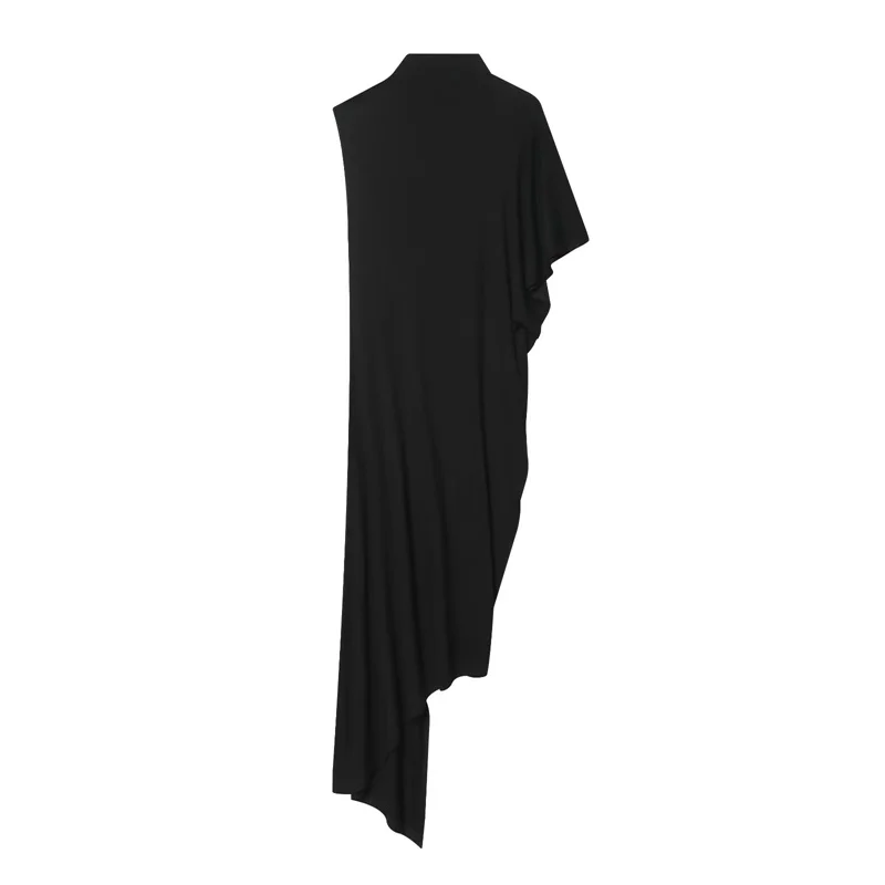 Women's Top 2026 New Fashion Spring Summer Black Pleated Asymmetrical Top for Women Stylish Chic Personality Female Top - Image 4