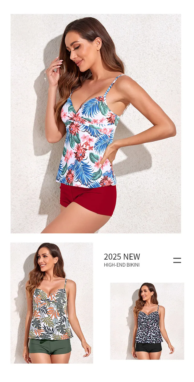 Tankini Swimsuits for Women 2 Pcs Bathing Suits Floral Print Tank Top with shorts Tummy Control Y2k Hot Girls Swimming Suits - Image 19