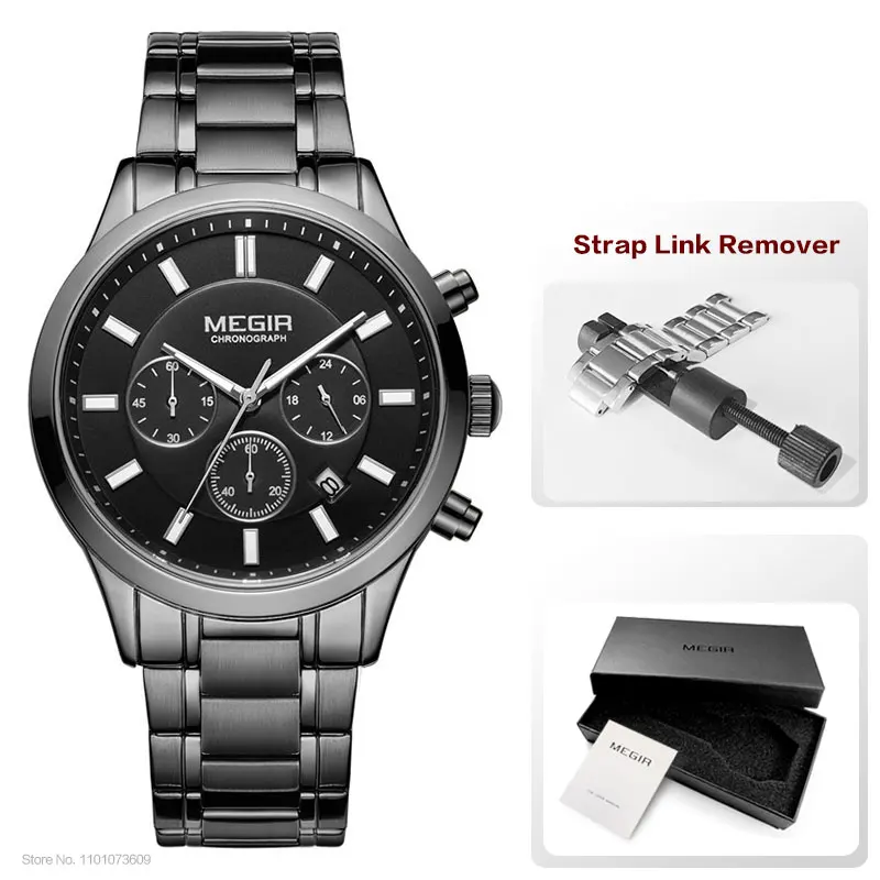 MEGIR Watches for Men 2021 New Chronograph Quartz Watch Luxury Stainless Steel Wristwatch Man Relogios Masculino часы мужские - Image 9