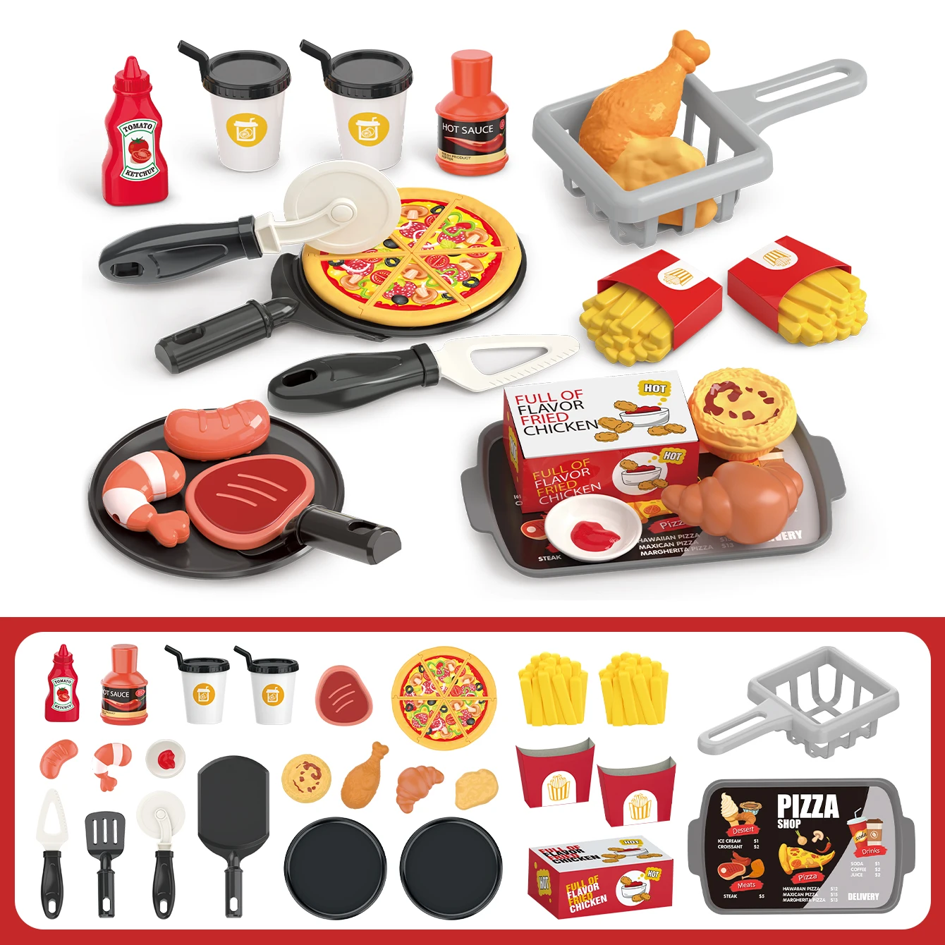Children's toys: Pretend play, barbecue, fast food, pizza, sushi, afternoon tea, desserts, kitchen food, toy sets - Image 12