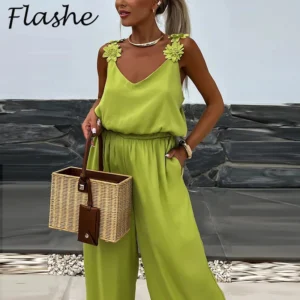 Female Jumpsuit For Women Casual Summer Solid Loose Long Pants Jumpsuit Women Bohemian Rompers Jumpsuit Overalls Female