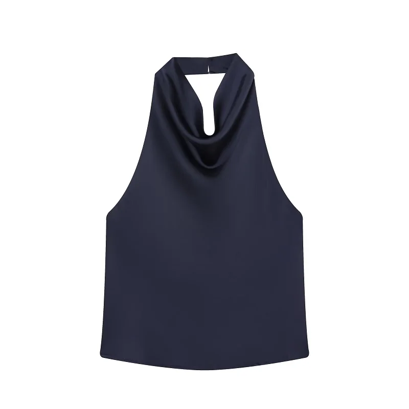 MUJER 2025 Halter Tops for Women Black Satin Backless Top Female Pink Summer Beach Top Woman off Shoulder Camisole Top Women - Image 7