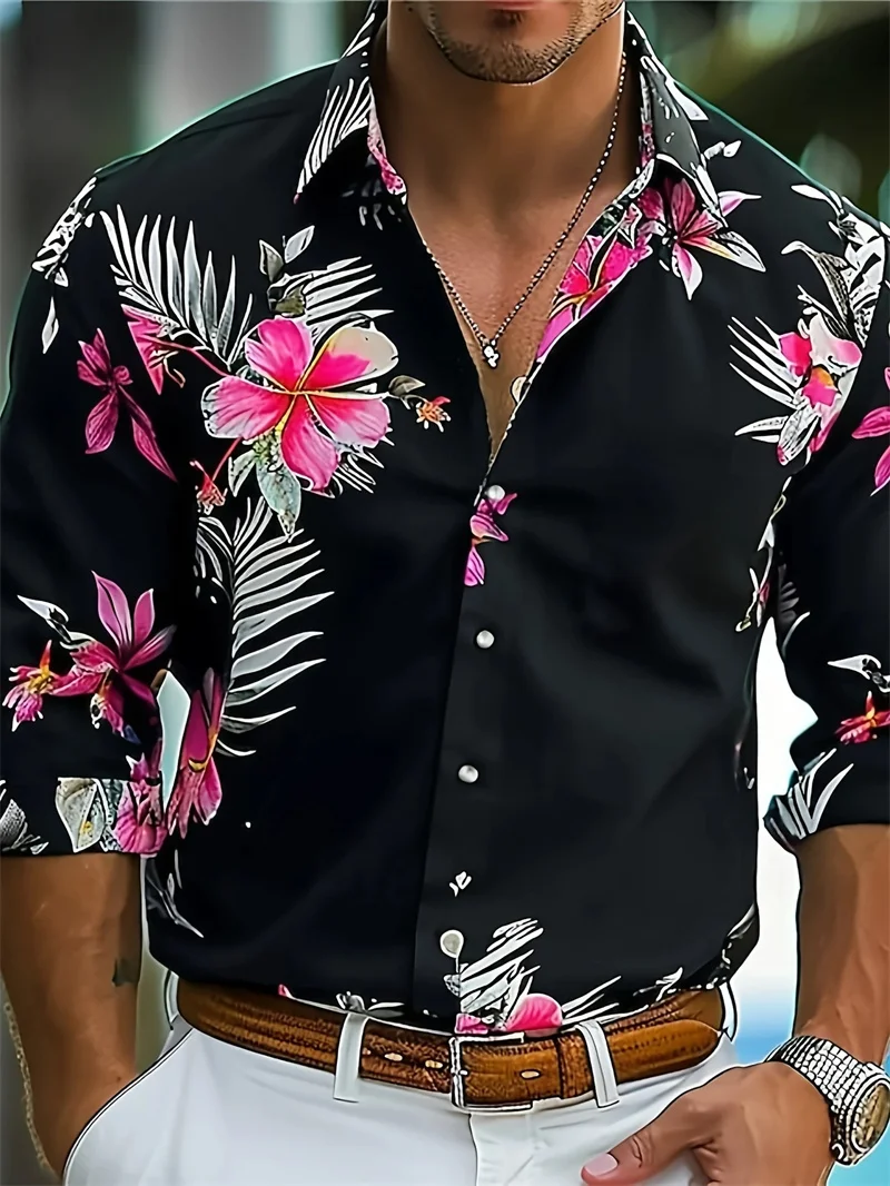 2025 men's printed casual shirt with breathable long sleeves and lead buttons suitable for spring and autumn - Image 9