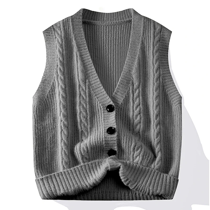 Cardigan Sweater for Men Autumn Winter Casual Knit Coat Loose Vest Sleeveless Vest for Men Sleeveless Cardigan Sweater Fashion - Image 9