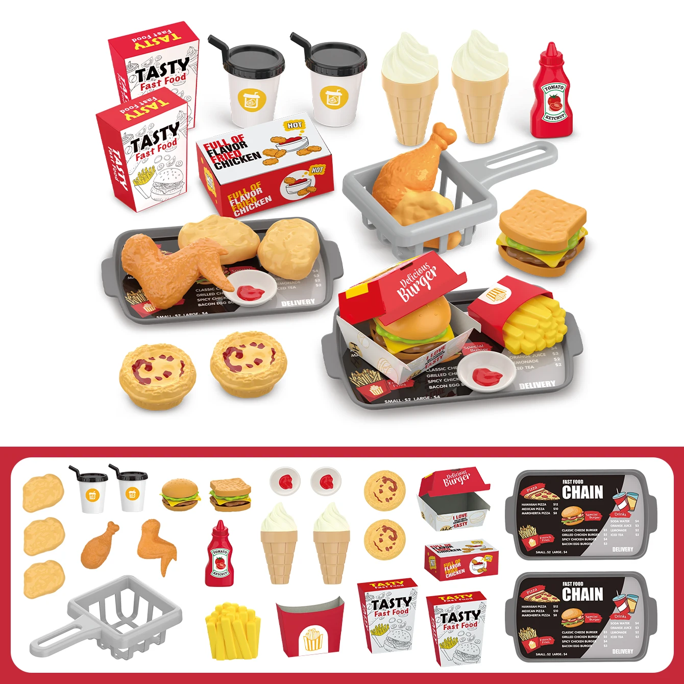 Children's toys: Pretend play, barbecue, fast food, pizza, sushi, afternoon tea, desserts, kitchen food, toy sets - Image 8
