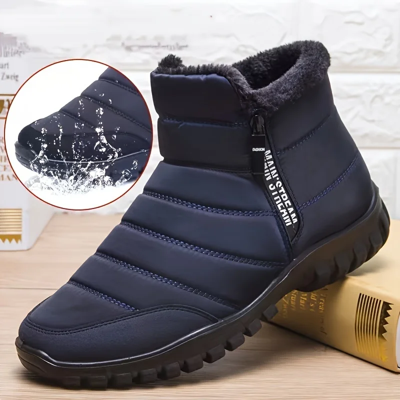 Winter shoes Men's sneakers Warm Cotton Zipper Snow Ankle Boots, Autumncasual shoes Waterproof Snow Boots free shiping shoe - Image 4