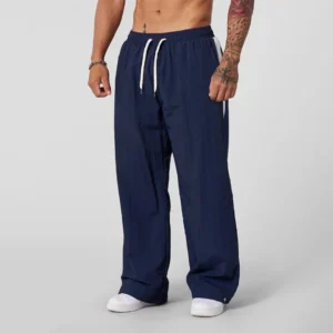 2025 Autumn New Track Pants Men's Loose Casual Pants Wide Leg Trendy Sports Splicing Breathable Pants American Sports Pants