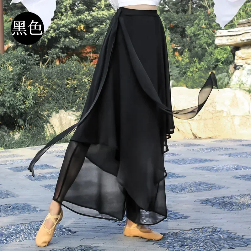 Women's Wide-Leg Pants Elegant Chiffon Culottes Classical Dance Practice Clothes Chinese Modern Dance Adult Blocking Dance Pants - Image 5
