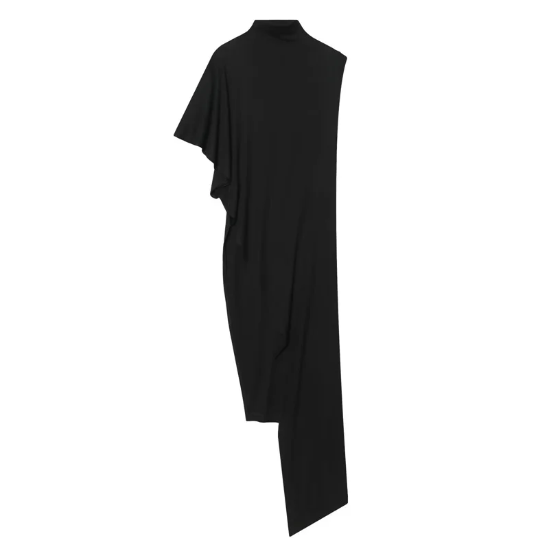 Women's Top 2026 New Fashion Spring Summer Black Pleated Asymmetrical Top for Women Stylish Chic Personality Female Top - Image 7