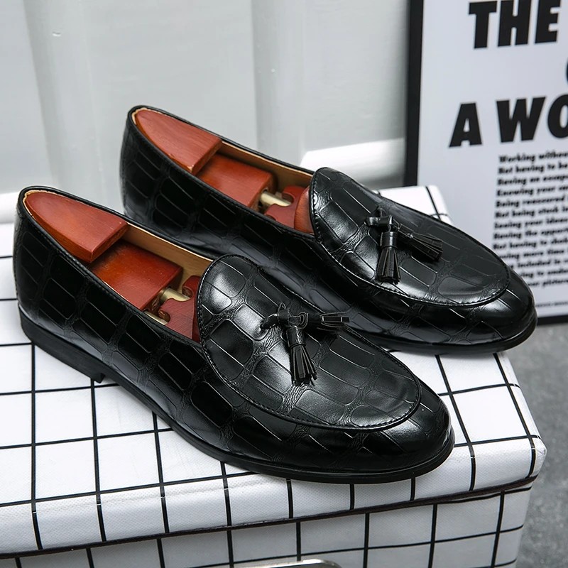Wedding Shoes For Men Slip On Loafers Trend Tassels Leather Shoes Male Men’s Dress Shoes Business Shoes Men British Style Formal - Image 5