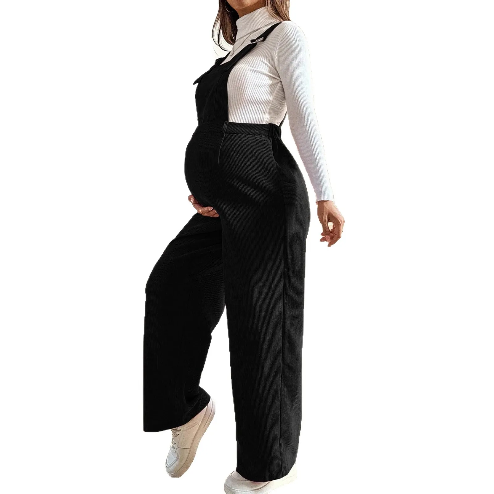 Maternity Clothes Pregnancy Clothing for Pregnant Women Pants 2025 Autumn Winter Fashion Elastic Loose Corduroy Overalls Waist - Image 5