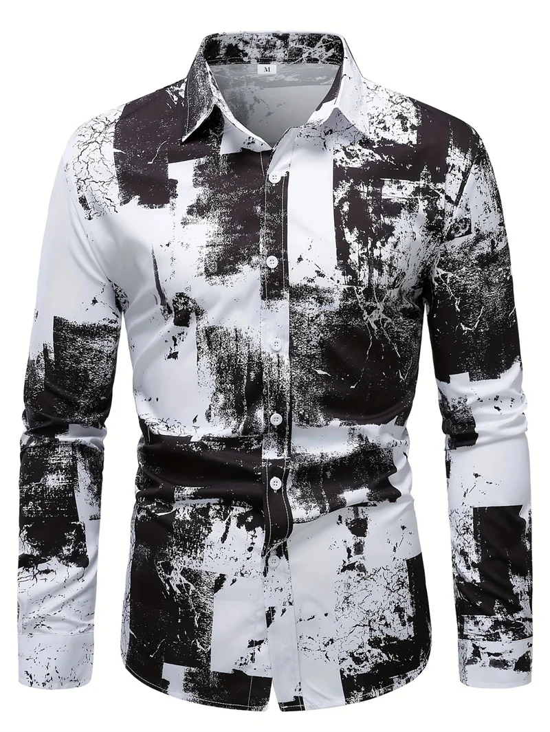 2025 men's printed casual shirt with breathable long sleeves and lead buttons suitable for spring and autumn - Image 7
