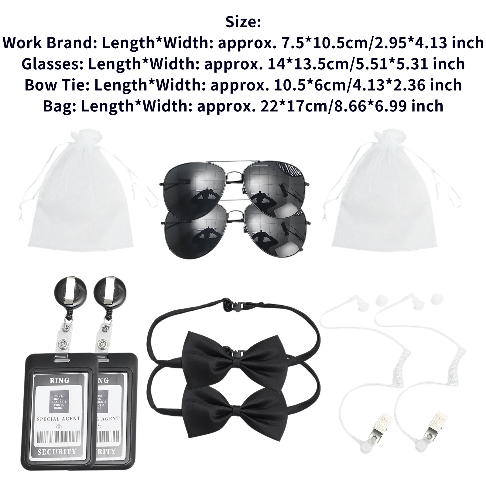 Agent Accessories Set Tie Earplugs Work Brand Glasses Hat Secret Security Service Costume for Teens Adults Cosplay Game Party - Image 8