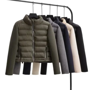 Winter Jackets For Women 2025 Black Spliced Long Sleeve Winter Women's Cold Coat Luxury Parkas Female New In Outerwear