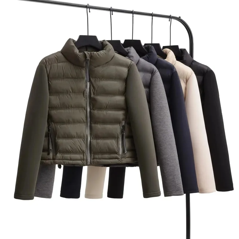 Winter Jackets For Women 2025 Black Spliced Long Sleeve Winter Women's Cold Coat Luxury Parkas Female New In Outerwear