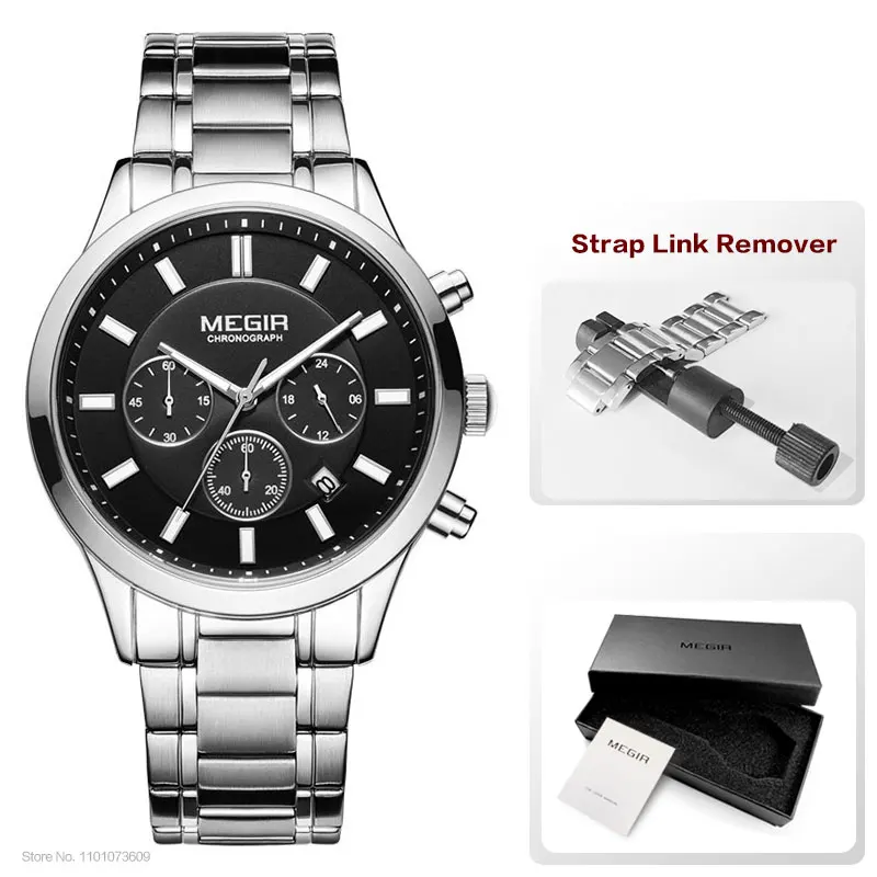 MEGIR Watches for Men 2021 New Chronograph Quartz Watch Luxury Stainless Steel Wristwatch Man Relogios Masculino часы мужские - Image 11